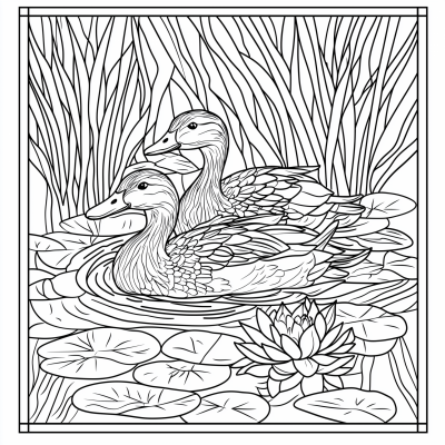 Mallard Ducks Coloring Page