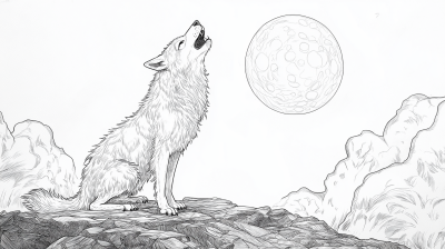 Howling Wolf at Moon