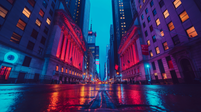 Cyberpunk Night in Wall Street