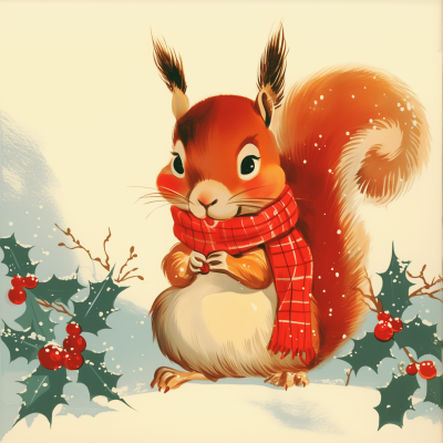 Vintage Christmas Squirrel