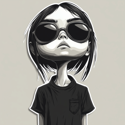 Monochrome Doll Sticker