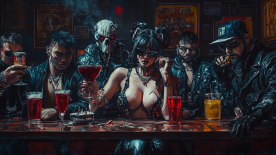 Cyberpunk Gangsters in a Bar