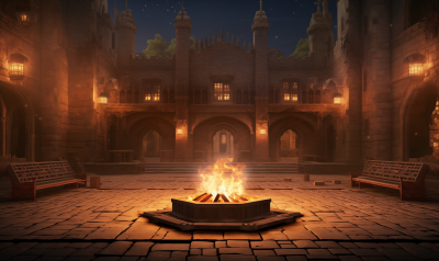 Castle Courtyard Bonfire
