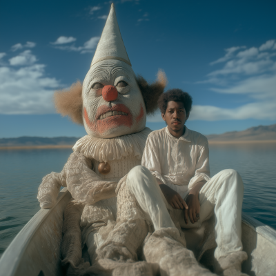 Indigenous Man and Clown Head