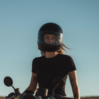 Woman on Black Motorcycle