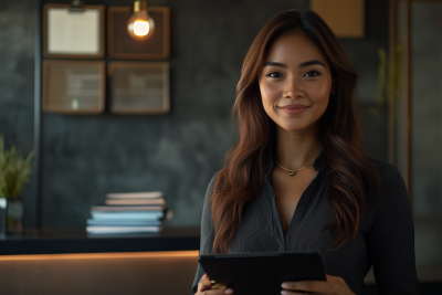 Friendly Businesswoman at Reception