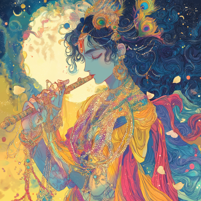 Krishna in Detailed Anime Style