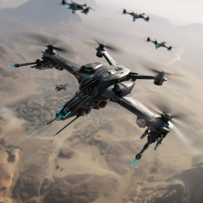 Ultramodern Predator Drone in Flight
