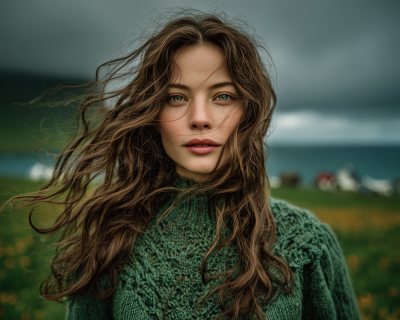 Beautiful Woman in Icelandic Landscape