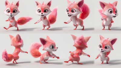 Cute Pink Fox Character Sheet