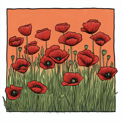 Field of Poppies and Grass