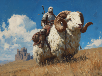 Medieval Knight on Giant Ram