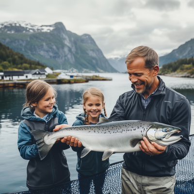 Family at Salmon Farm
