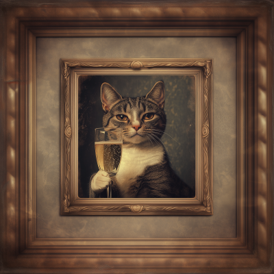 Cat with Champagne
