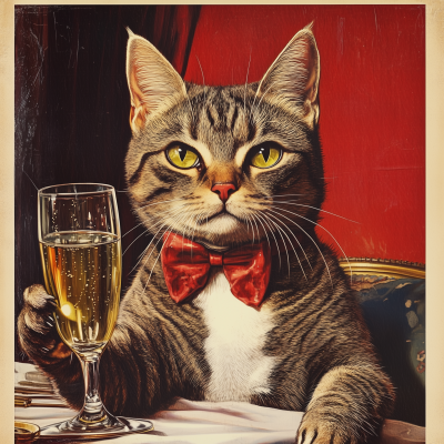 Cat with Champagne