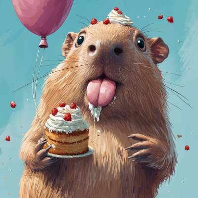 Crazy Capybara with Cake