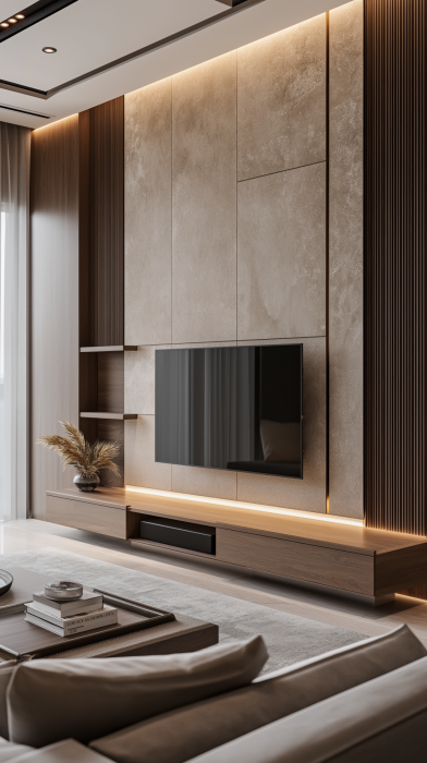 Luxurious Modern Living Room Wall Panel Design