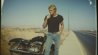 Vintage Steve McQueen by Motorcycle
