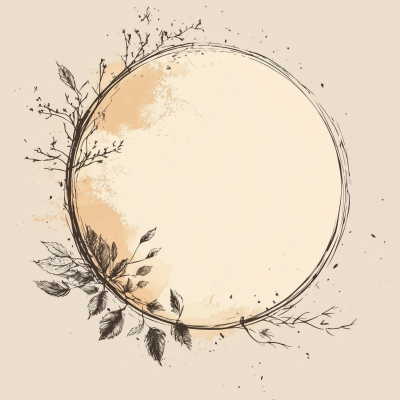 Autumn Circle Ink Drawing