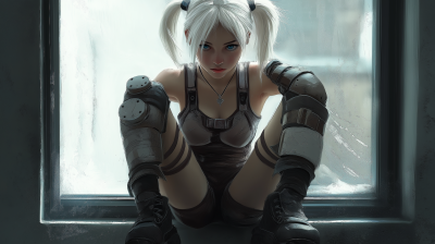 Attractive Young Woman with White Hair