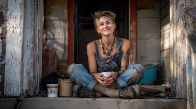 Portrait of a Woman Sitting Cross-Legged