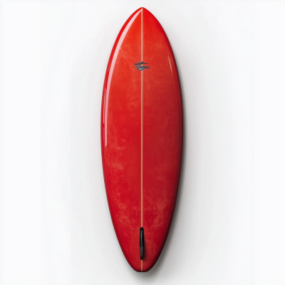 Red Surfboard on White Background