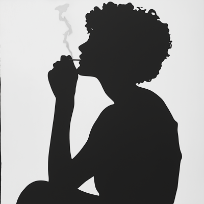 Silhouette of a Person Smoking