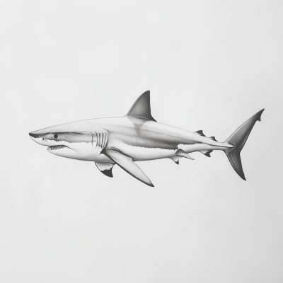 Pencil Drawing of a White Shark