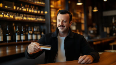 Man in Black Overcoat at Wine Bar