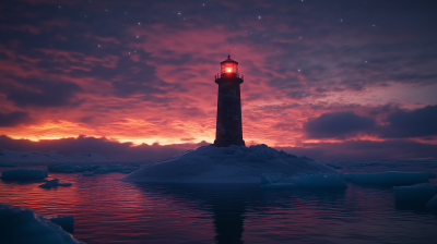 Serene Lighthouse on Ice