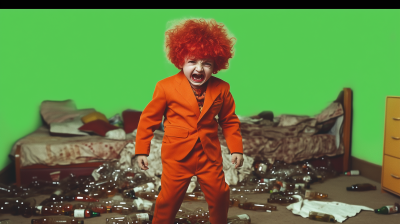 Crying Boy in Messy Bedroom