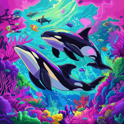 Orca Whales Dive