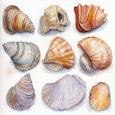 Watercolor Seashells