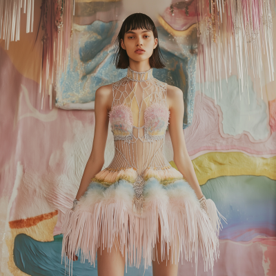 Fashion Model in Pastel Outfit