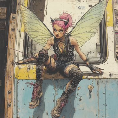 Punk Rock Fairy in NYC Subway