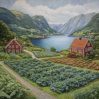 Kale Lined Fjord with Cakes