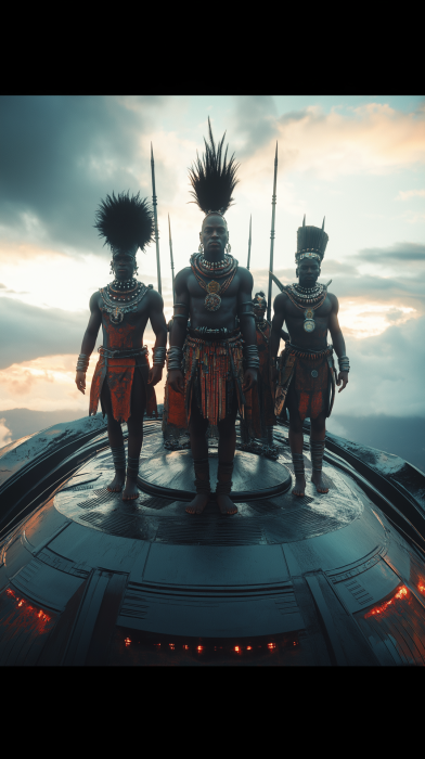 Afrofuturistic Warriors on Spaceship
