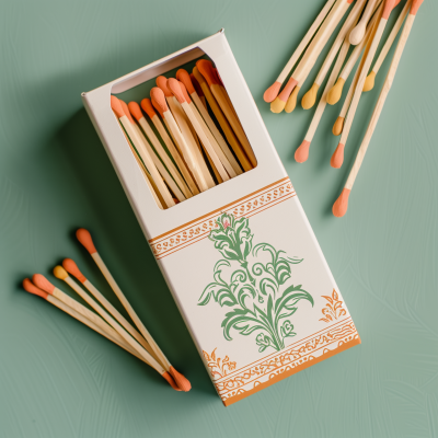 Traditional Retro Matchbox and Matchsticks