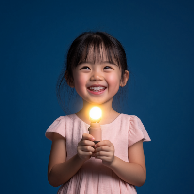 Giggling Girl with Flashlight