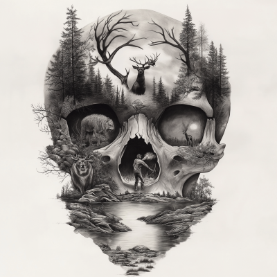 Detailed Skull Tattoo Design