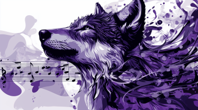 Majestic Wolf in Musical Ribbons