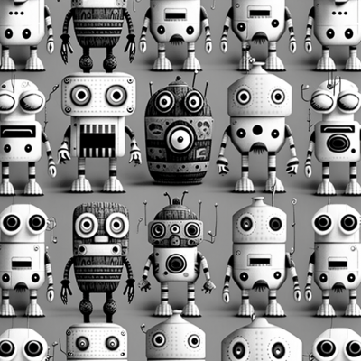 Black and White Robot Pattern