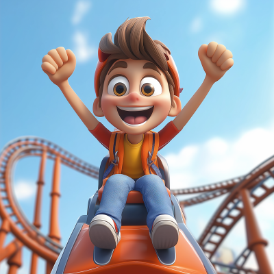 Excited Roller Coaster Ride