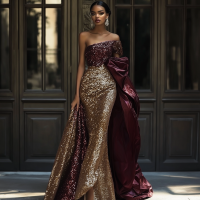 Elegant Burgundy Gown