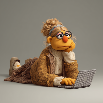 Muppet Style Woman with Laptop