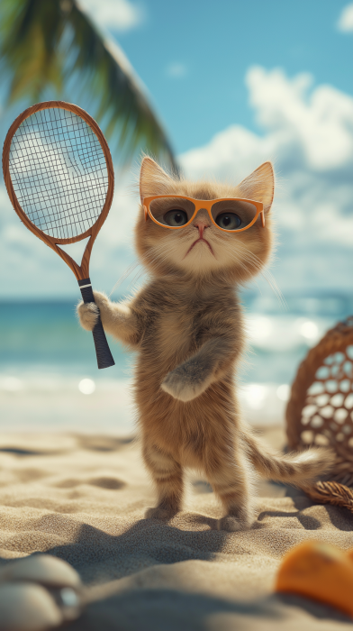 Cat on the Beach