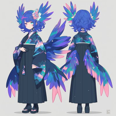 Fantasy Girl with Pink Wings