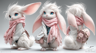 Character Turnaround of a Fluffy Bunny