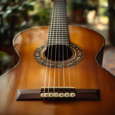 Classical Guitar with Golden Inscription